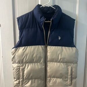 Navy and Beige Puffer Vest